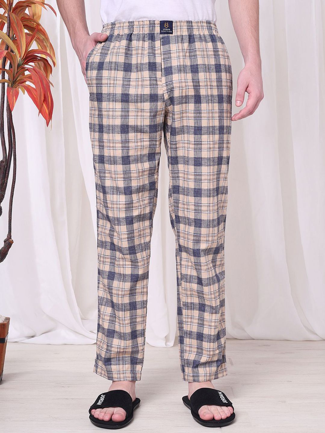 URBAN SCOTTISH Checked Pure Cotton Lounge Pants-picture-16