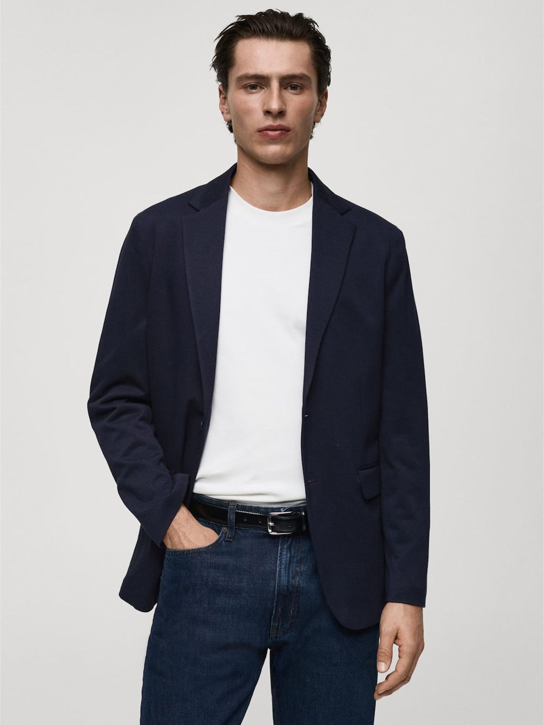MANGO MAN Notched Lapel Collar Single-Breasted Slim Fit Blazer-picture-29