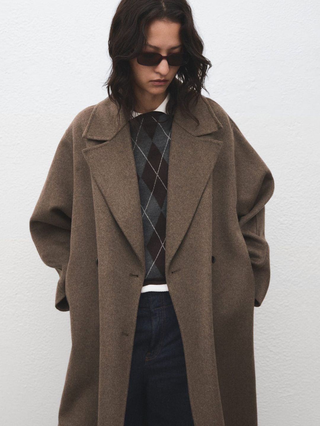 MANGO Double Breasted Notched Lapel Trench Coat