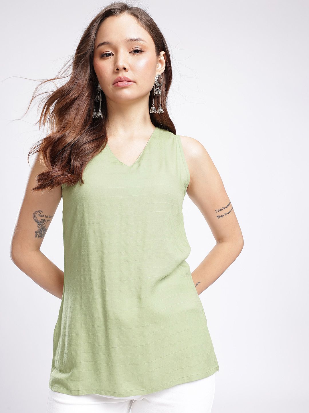 Anouk Rustic Striped V-Neck Kurti-picture-16
