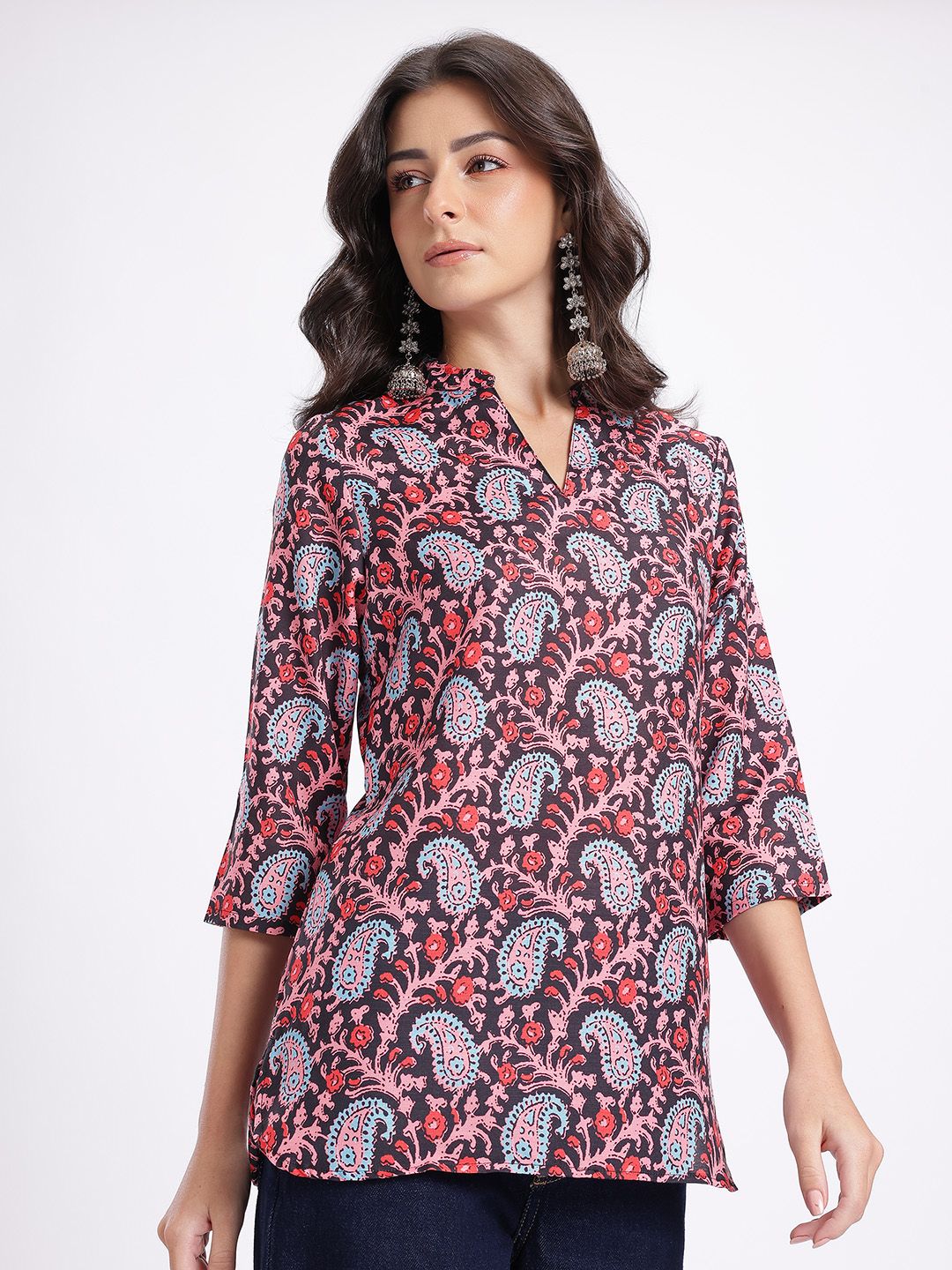 Anouk Rustic Ethnic Motifs Printed Mandarin Collar Straight Kurti-picture-21