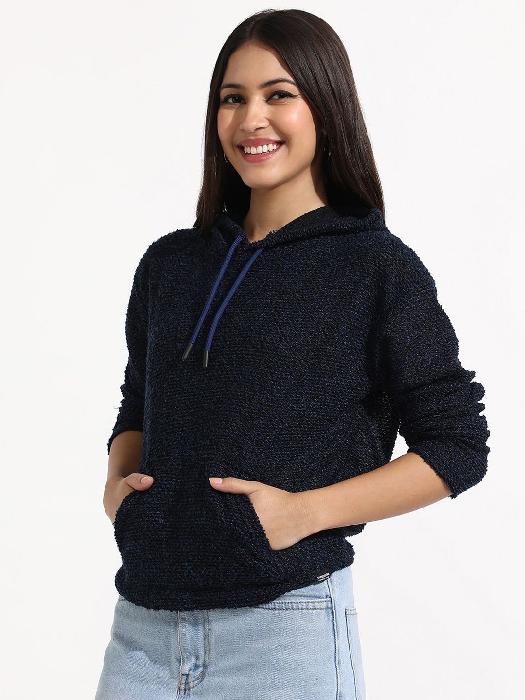 pinacolada Campus Sutra Women Hooded Textured-Knit Pullover Cotton Sweatshirt-picture-29