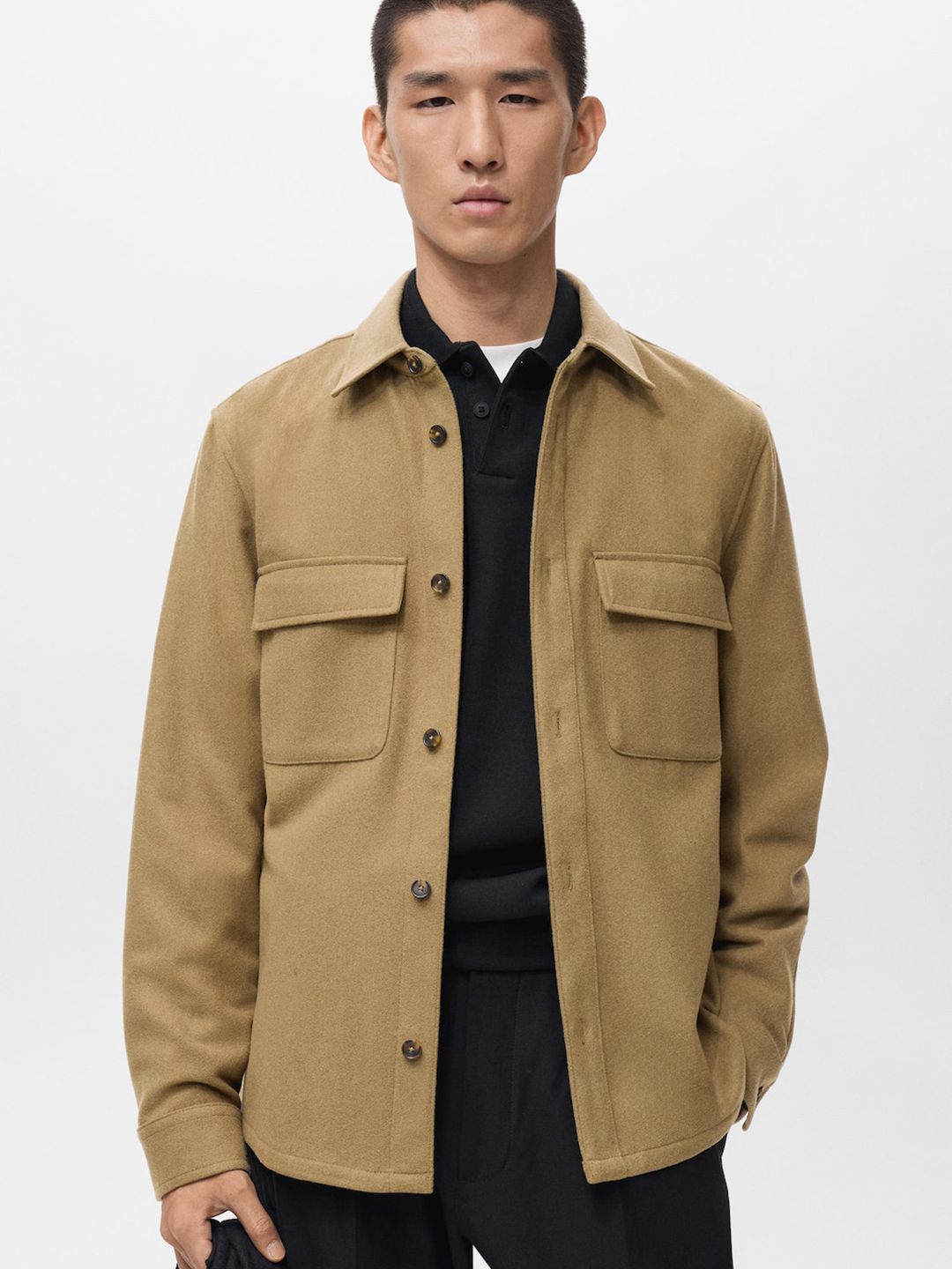 MANGO MAN Spread Collar Button Down Wool blend Tailored Jacket-picture-13