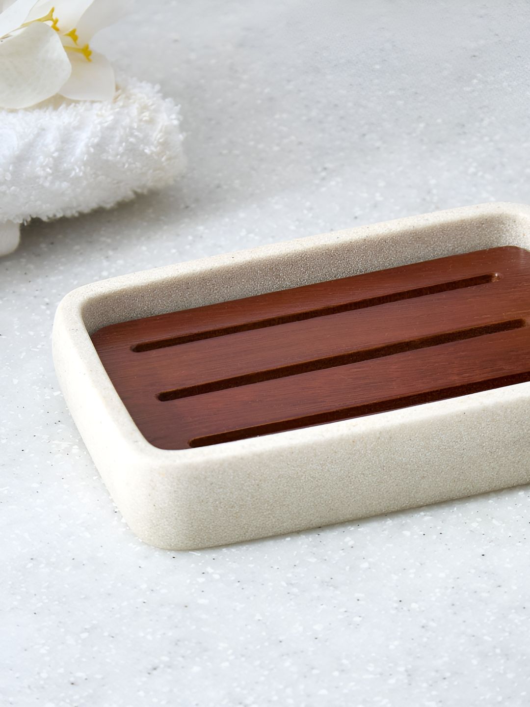 Home Centre Brown & Off White Polyresin Soap Dish-picture-17