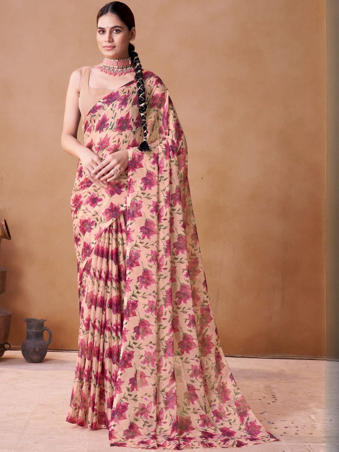 Garden Vareli Floral Printed Pure Chiffon Saree-picture-26