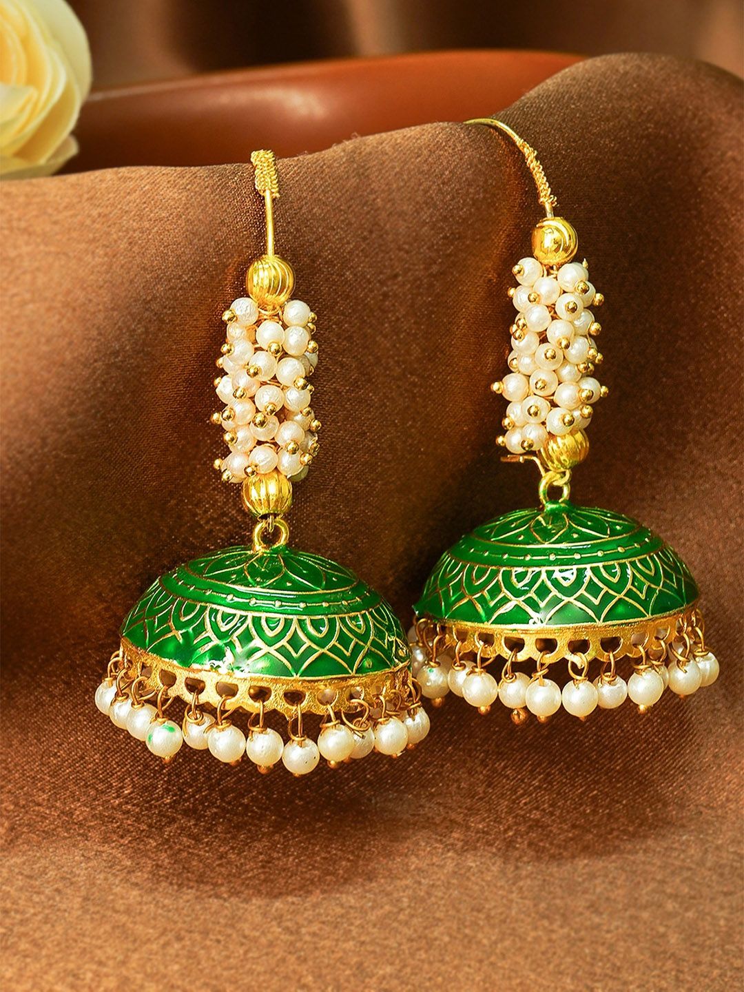 Vesara Women Dome Shaped Jhumkas Earrings-image-32