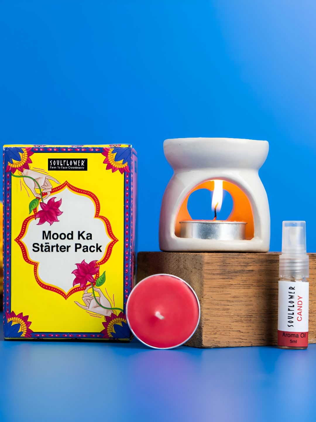 Soulflower White & Red 4 Pieces Candles Aroma Oil Diffuser-image-4