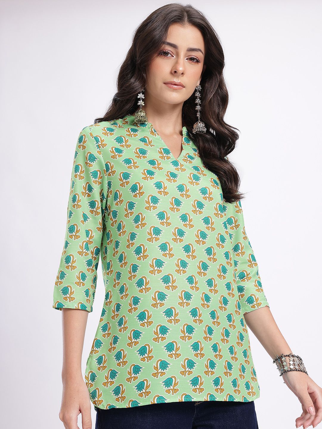 Anouk Rustic Floral Printed Mandarin Collar Straight Kurti-picture-18