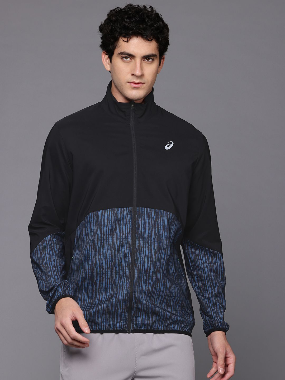 ASICS Abstract Printed Mock Collar Cut & Sew Running Jacket-picture-27