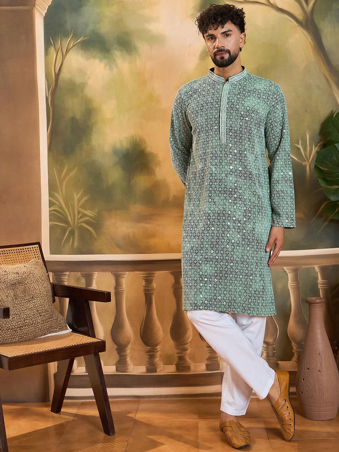 Anouk Men Viscose Rayon Straight Kurtas-image-46