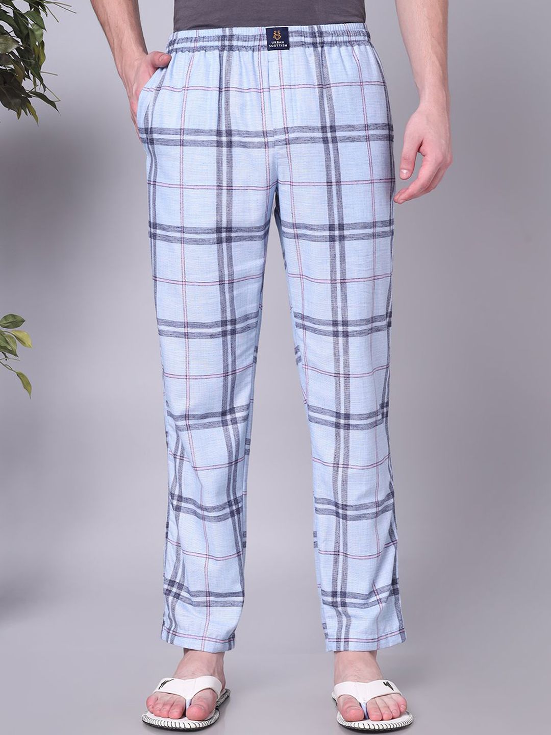 URBAN SCOTTISH Men Checked Pure Cotton Lounge Pants-picture-46