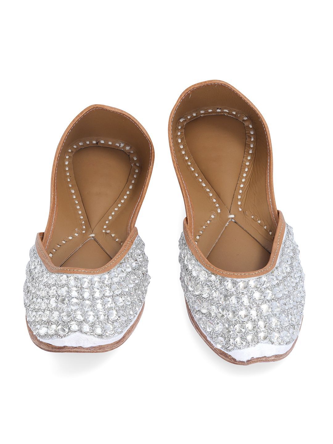 NR By Nidhi Rathi Silver Glitter Handcrafted Ethnic Juttis-picture-35
