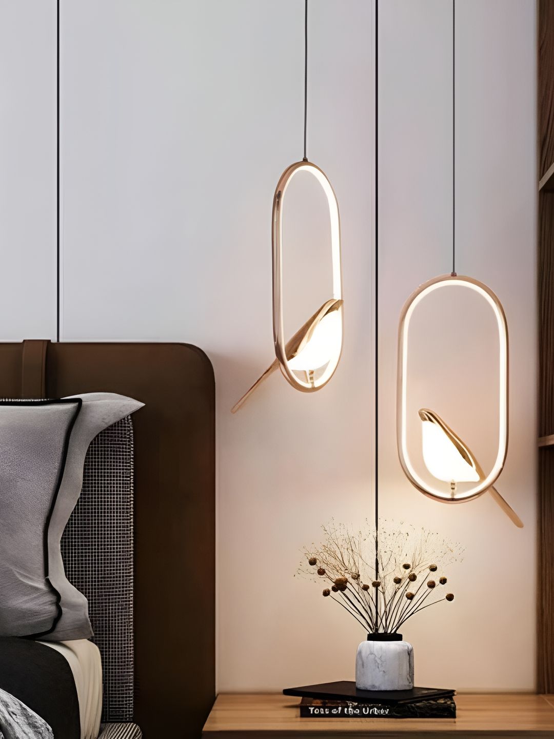 MFD HOME FURNISHING Gold Toned Cylindrical Glass Metal Pendants Ceiling Lamp-picture-22