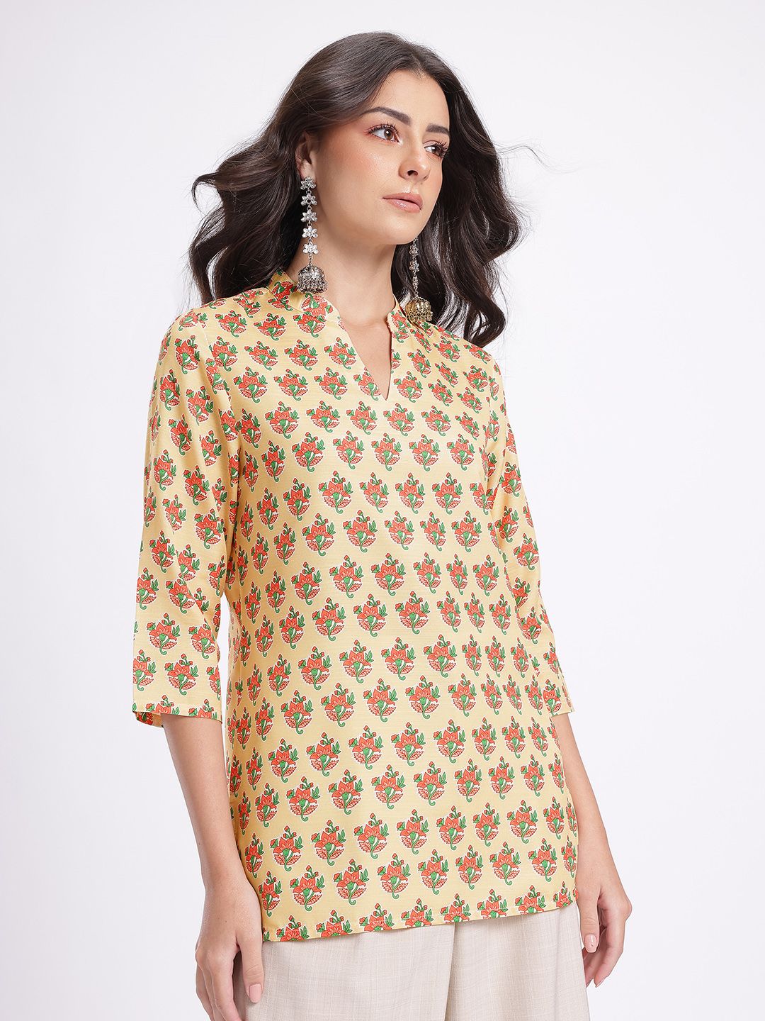 Anouk Rustic Floral Printed Mandarin Collar Straight Kurti-image-49
