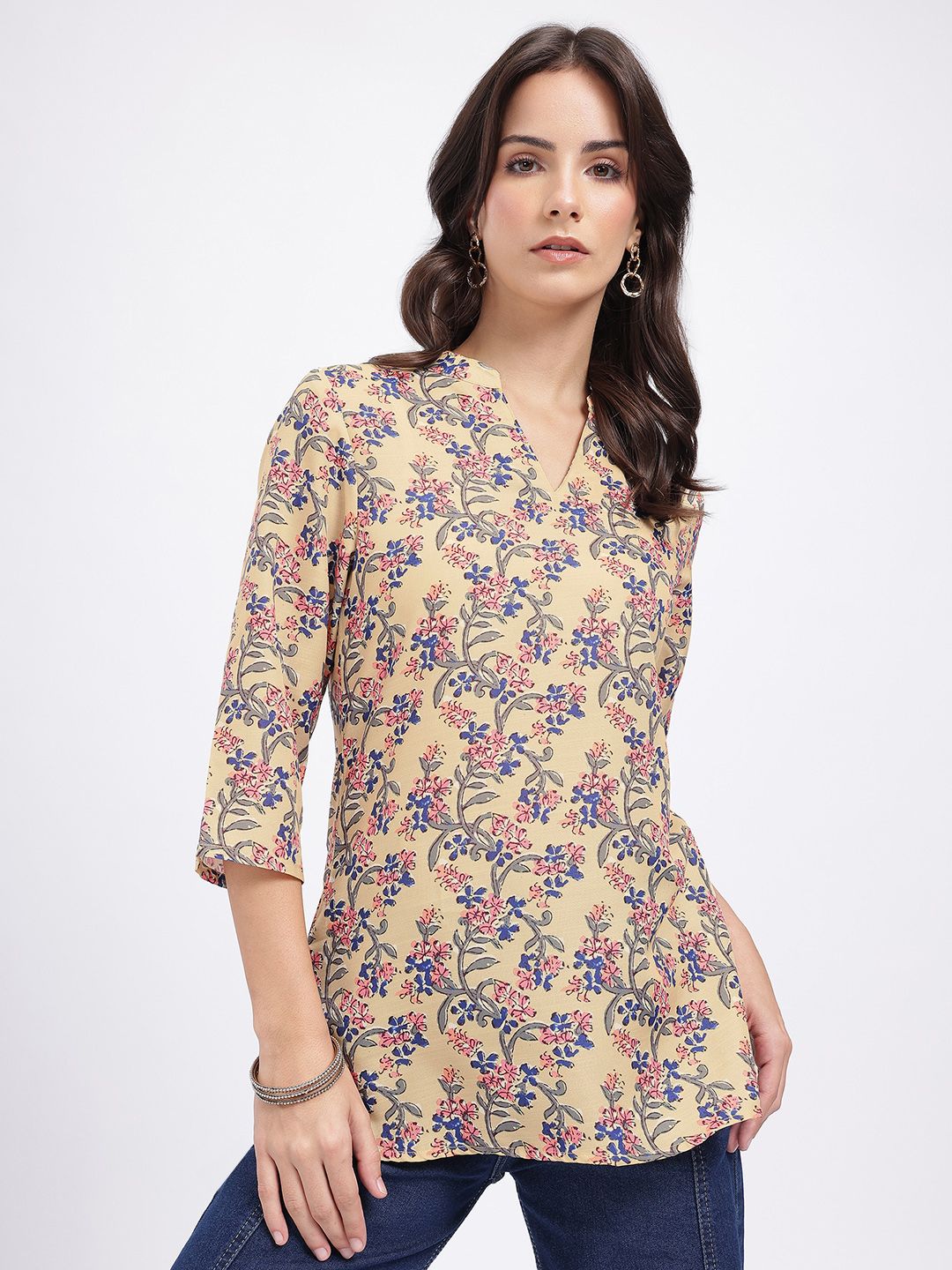 Anouk Rustic Floral Printed Mandarin Collar Straight Kurti-picture-36