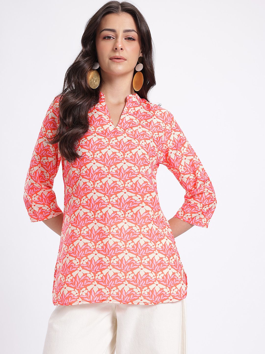 Anouk Rustic Floral Printed Mandarin Collar Straight Kurti-image-46