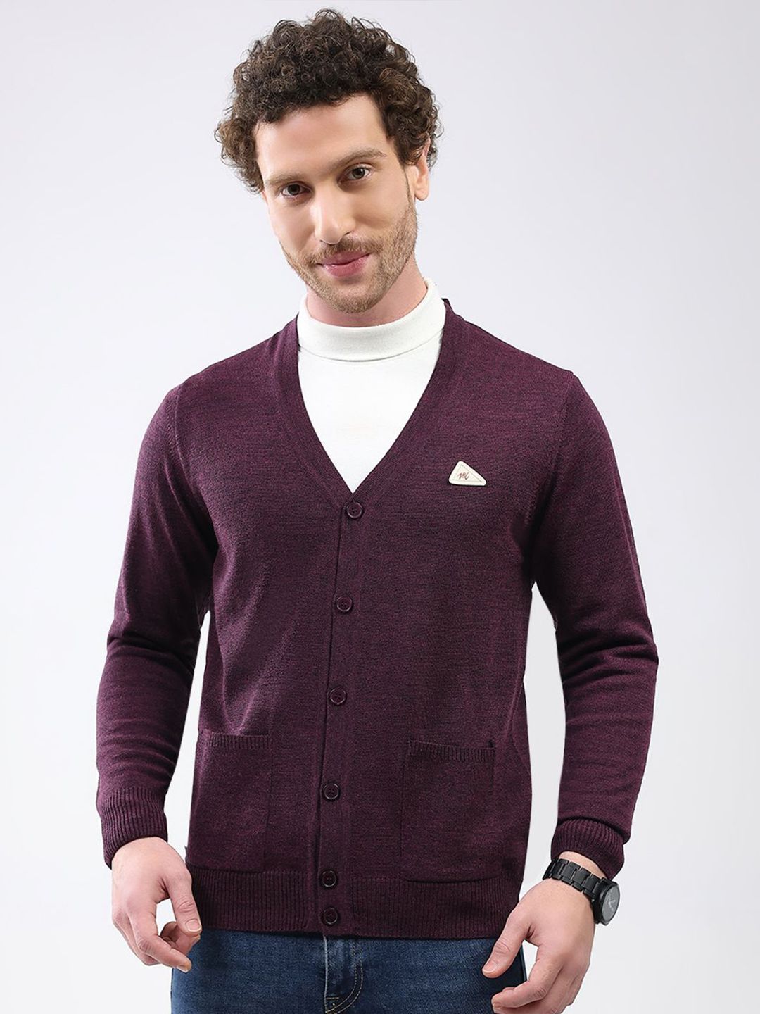 Monte Carlo Men Woollen V Neck Full Sleeve Cardigan Sweater-image-45