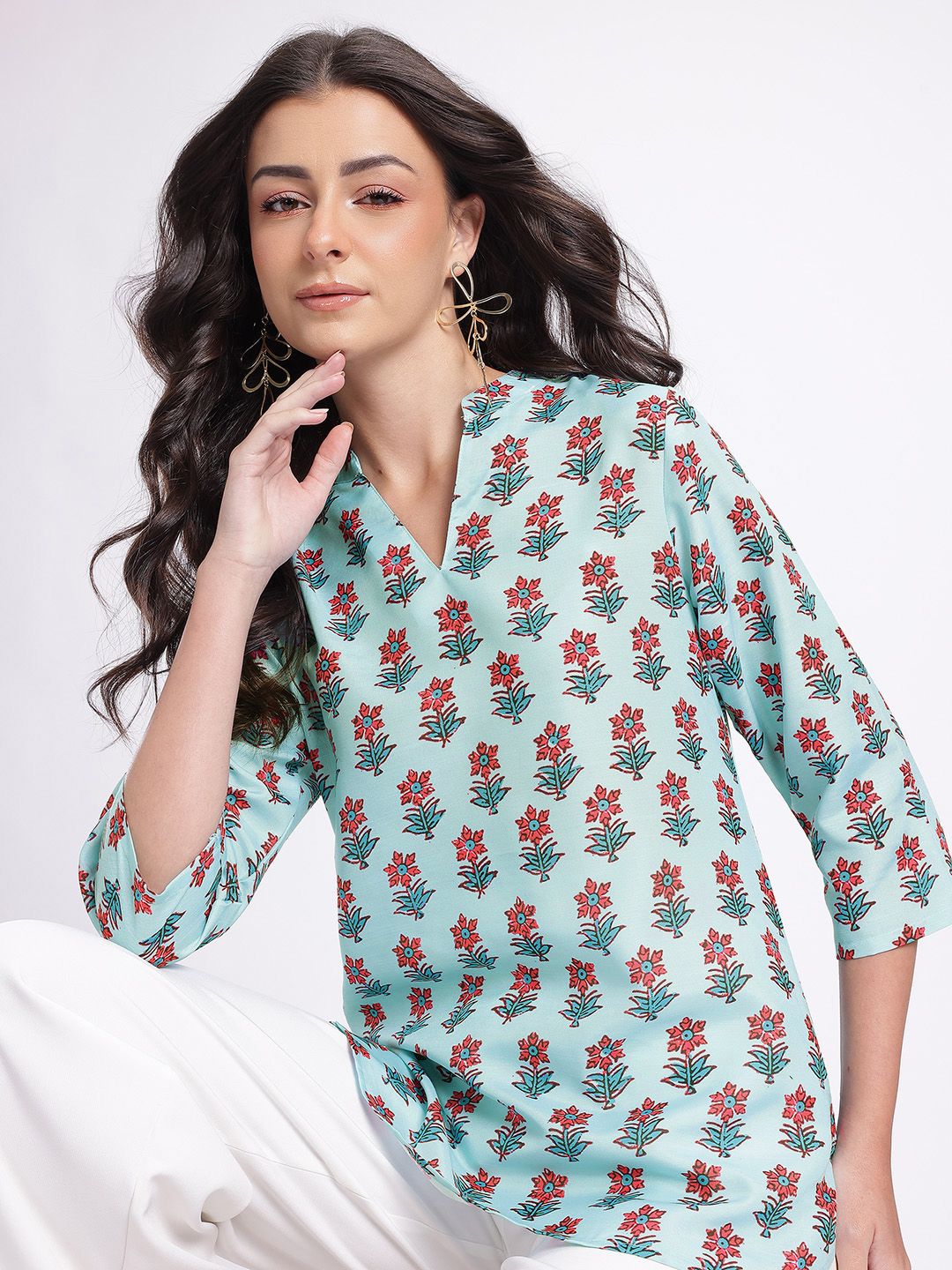 Anouk Rustic Floral Print Curved Hem Kurti-picture-37