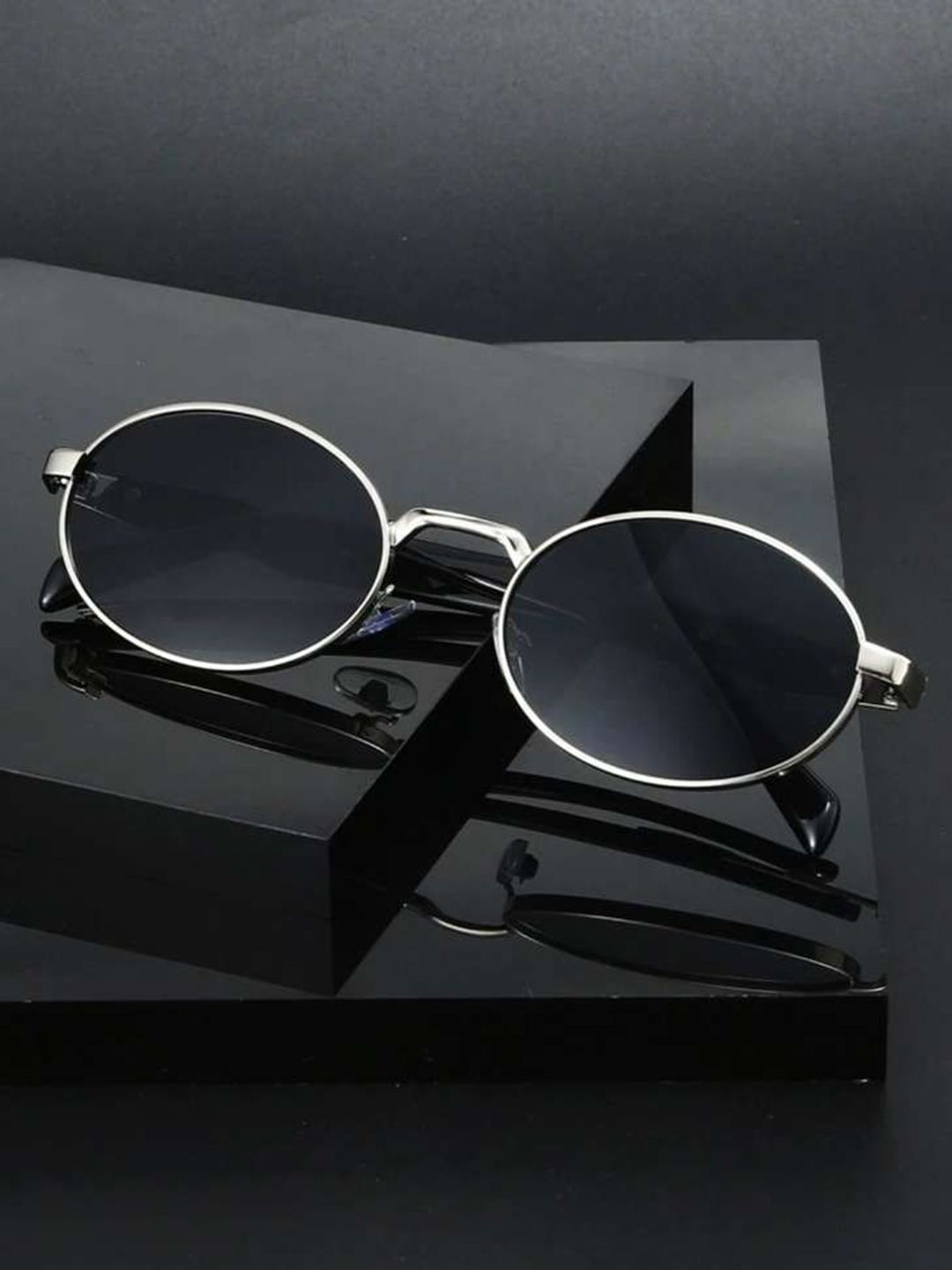 Being Better Unisex Round UV Protected Lens Sunglasses PRD OVL SILVER BLACK-picture-30