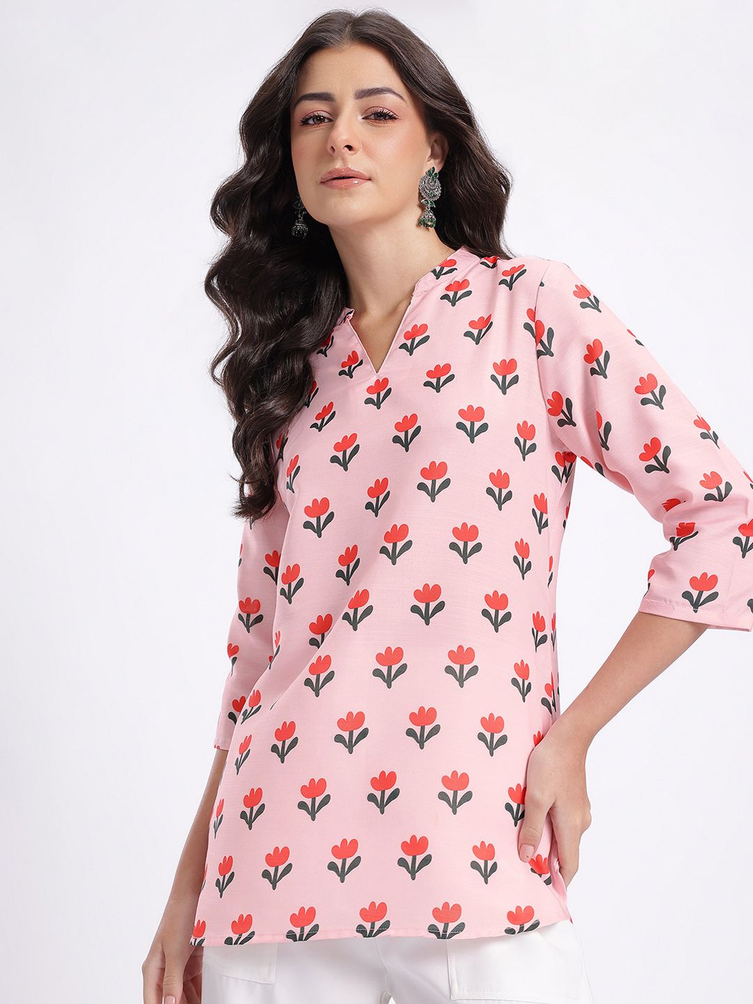 Anouk Rustic Floral Print Curved Hem Kurti-picture-35
