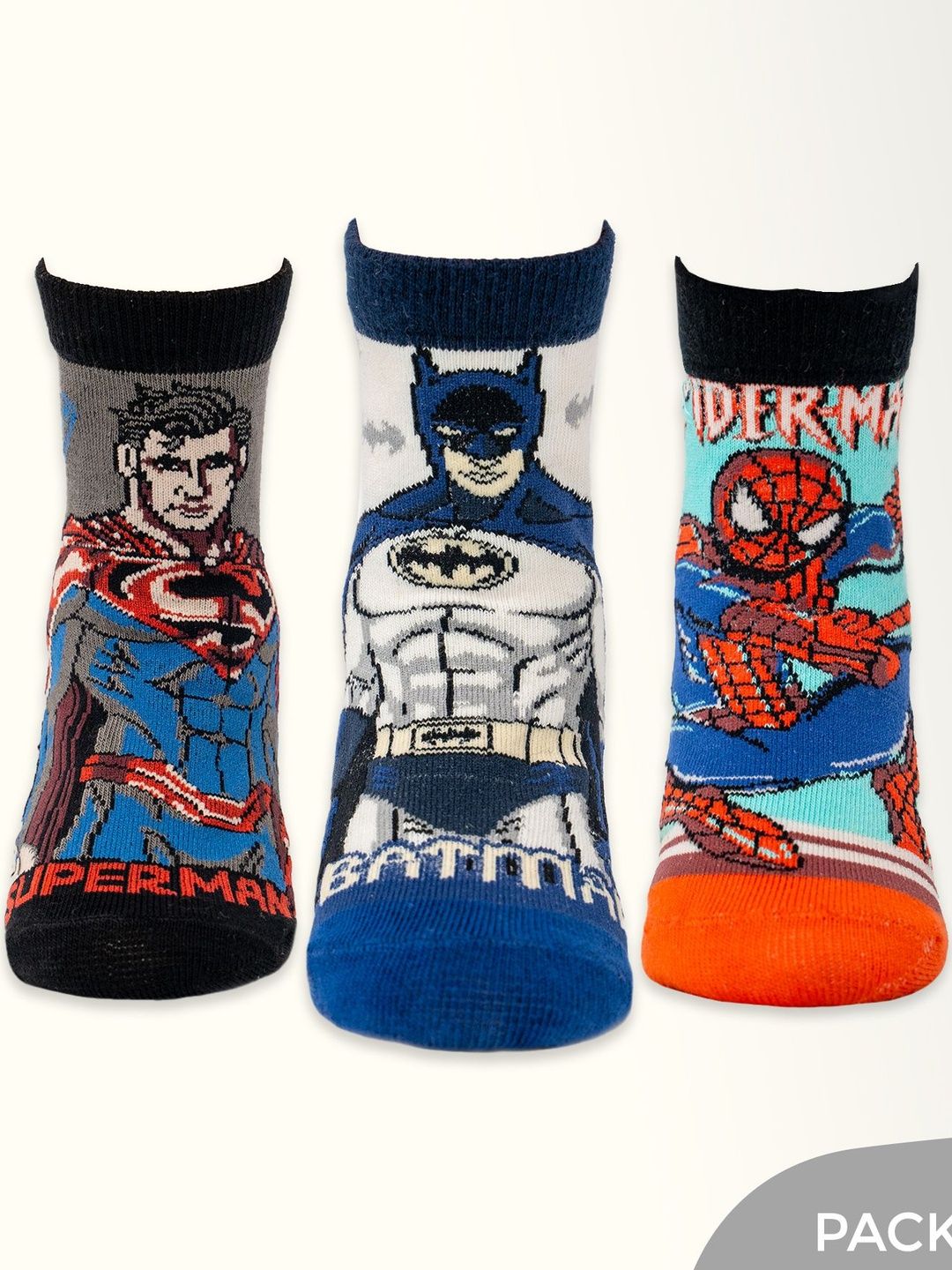 NEONERA Pack Of 3 Superhero Ankle Socks