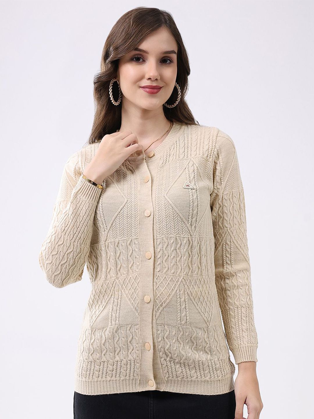Monte Carlo Women Self Design Woollen Cardigan-picture-28