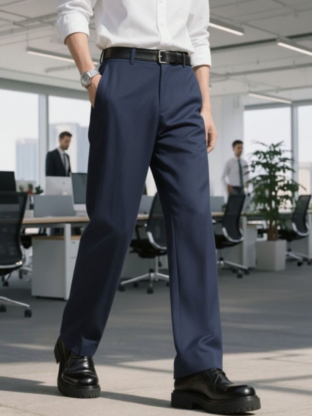 COVZ Men Relaxed Straight Leg Straight Fit Formal Trousers-picture-23