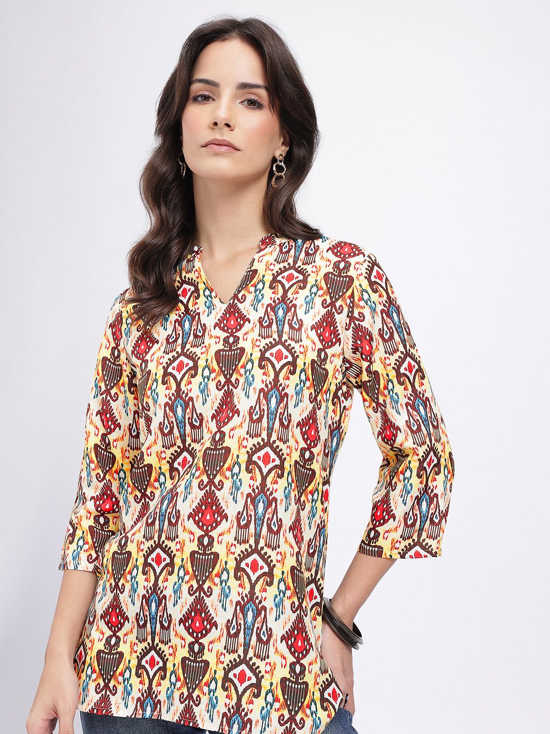 Anouk Rustic Floral Printed Mandarin Collar Straight Kurti-picture-24
