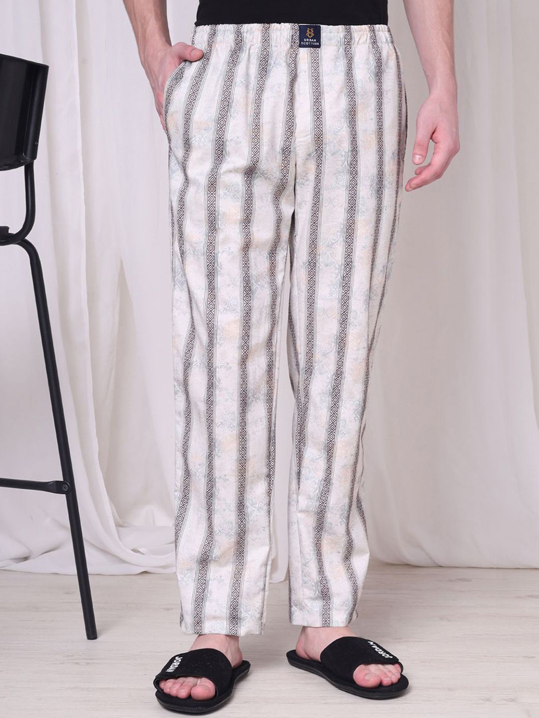 URBAN SCOTTISH Men Striped Pure Cotton Lounge Pants-picture-20