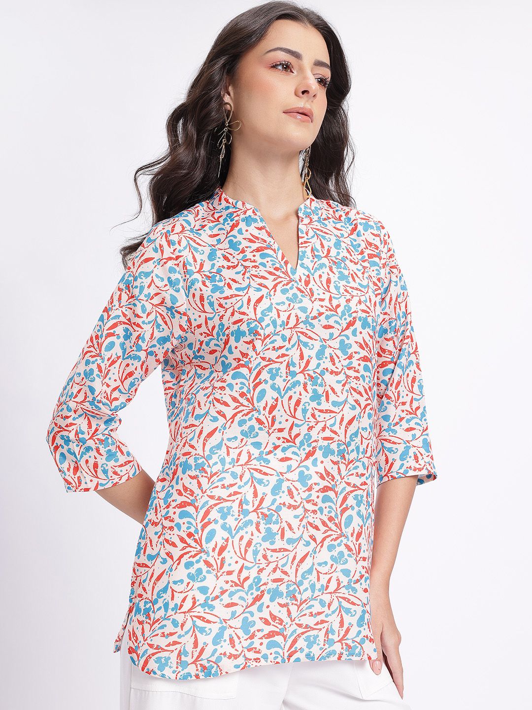 Anouk Rustic Floral Printed Mandarin Collar Straight Kurti-picture-54