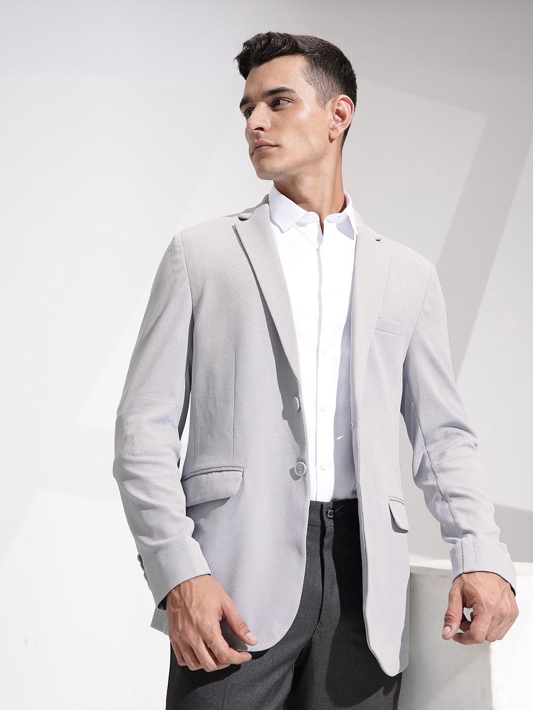 INVICTUS Self Design Textured Slim Fit Single Breasted Semiformal Blazer-picture-54