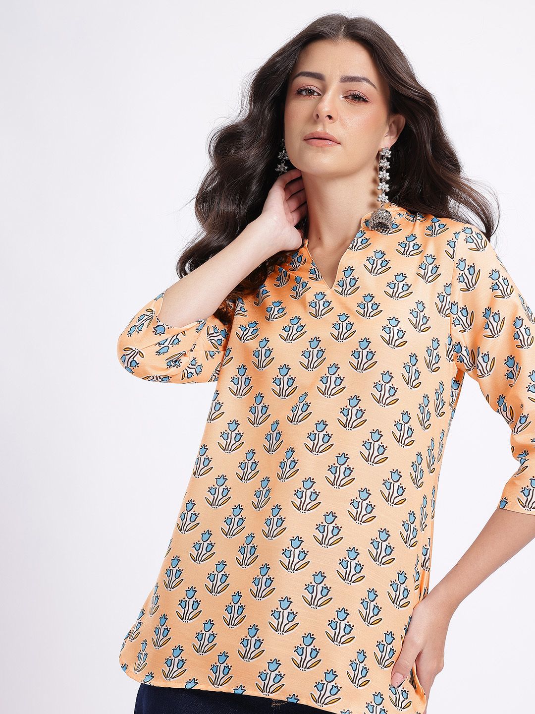 Anouk Rustic Floral Printed Mandarin Collar Straight Kurti-picture-14