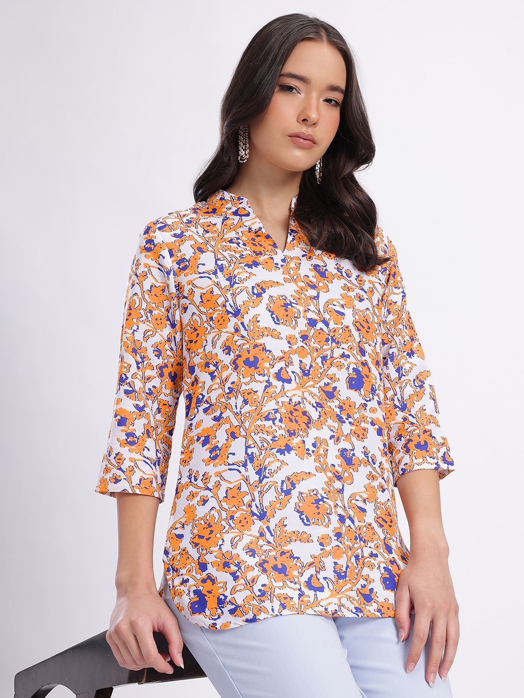 Anouk Rustic Floral Print Curved Hem Kurti-picture-20