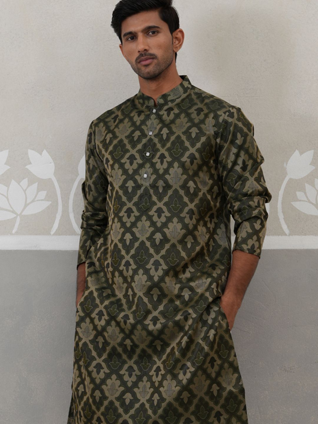 Jompers Men Ethnic Motifs Woven Design Kurta with Pyjamas-picture-31