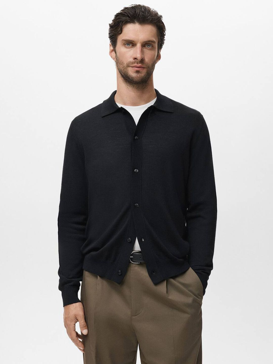 MANGO MAN Shirt Collar Woollen Cardigan-picture-34