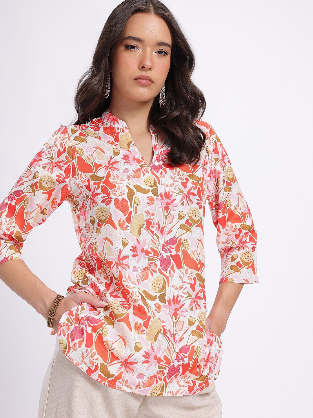 Anouk Rustic Floral Printed Mandarin Straight Kurti-image-21