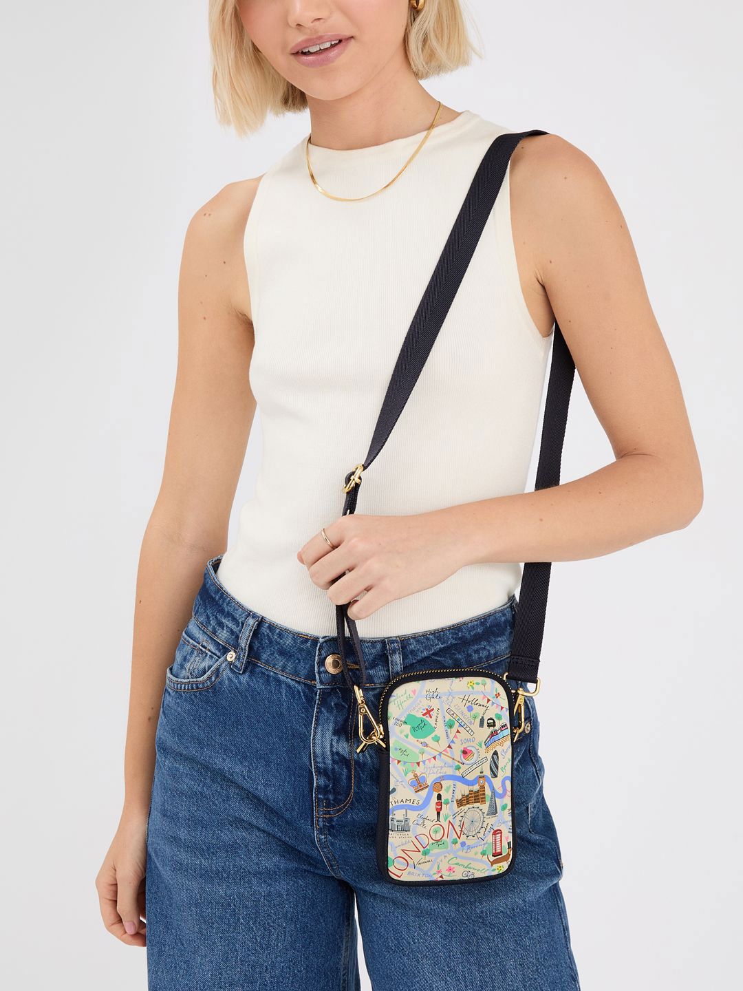 Accessorize Women Quirky London Printed Phone Bag-image-10