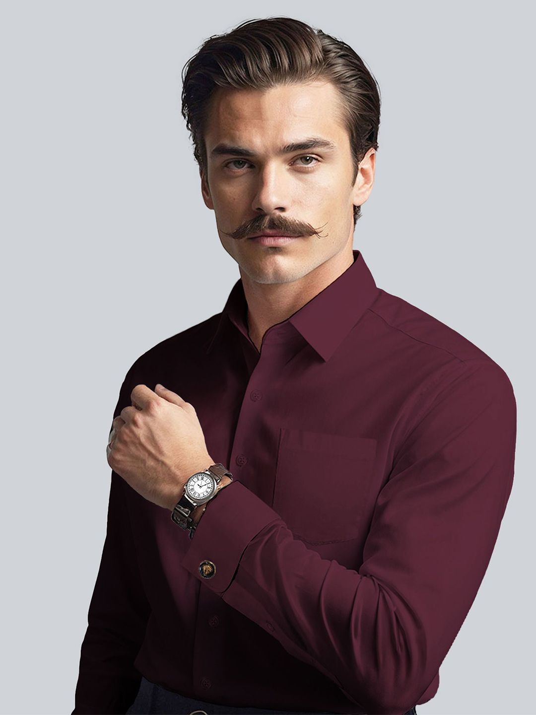 THE FORMAL CLUB Men Smart Slim Fit Solid Spread Collar Pure Cotton Shirt-picture-39