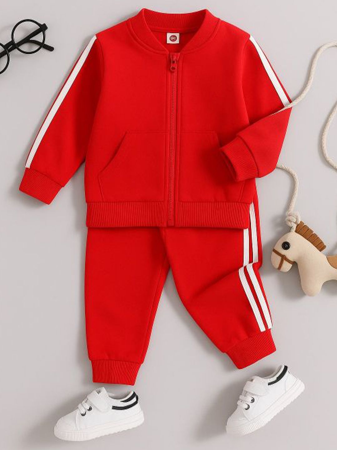MAYNEISHA Kids Striped Mandarin Collar Sweatshirt With Joggers-picture-14