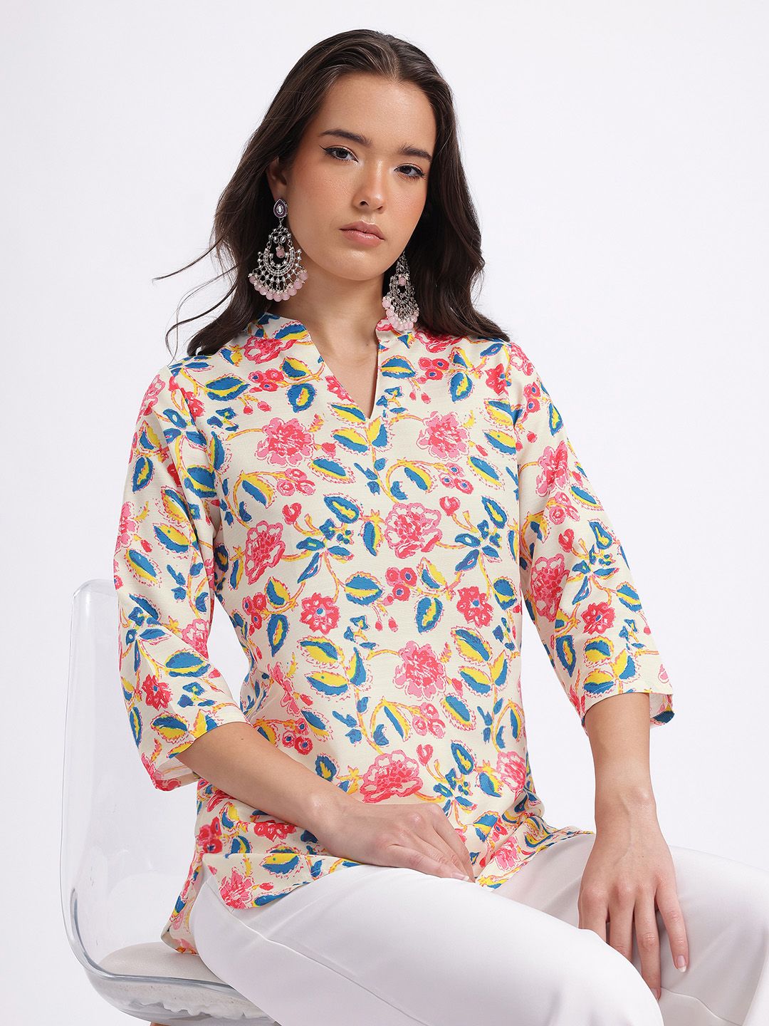 Anouk Rustic Ethnic Motifs Printed Mandarin Collar Straight Kurti-picture-11