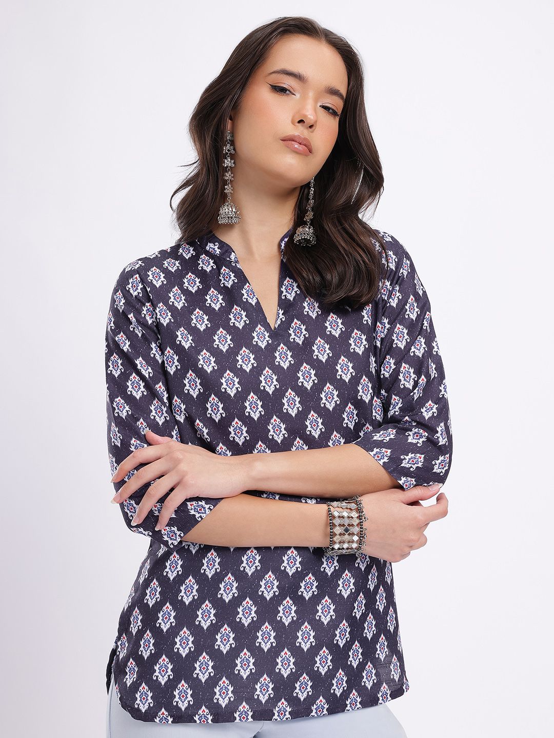 Anouk Rustic Ethnic Motifs Print Curved Hem Kurti-picture-18