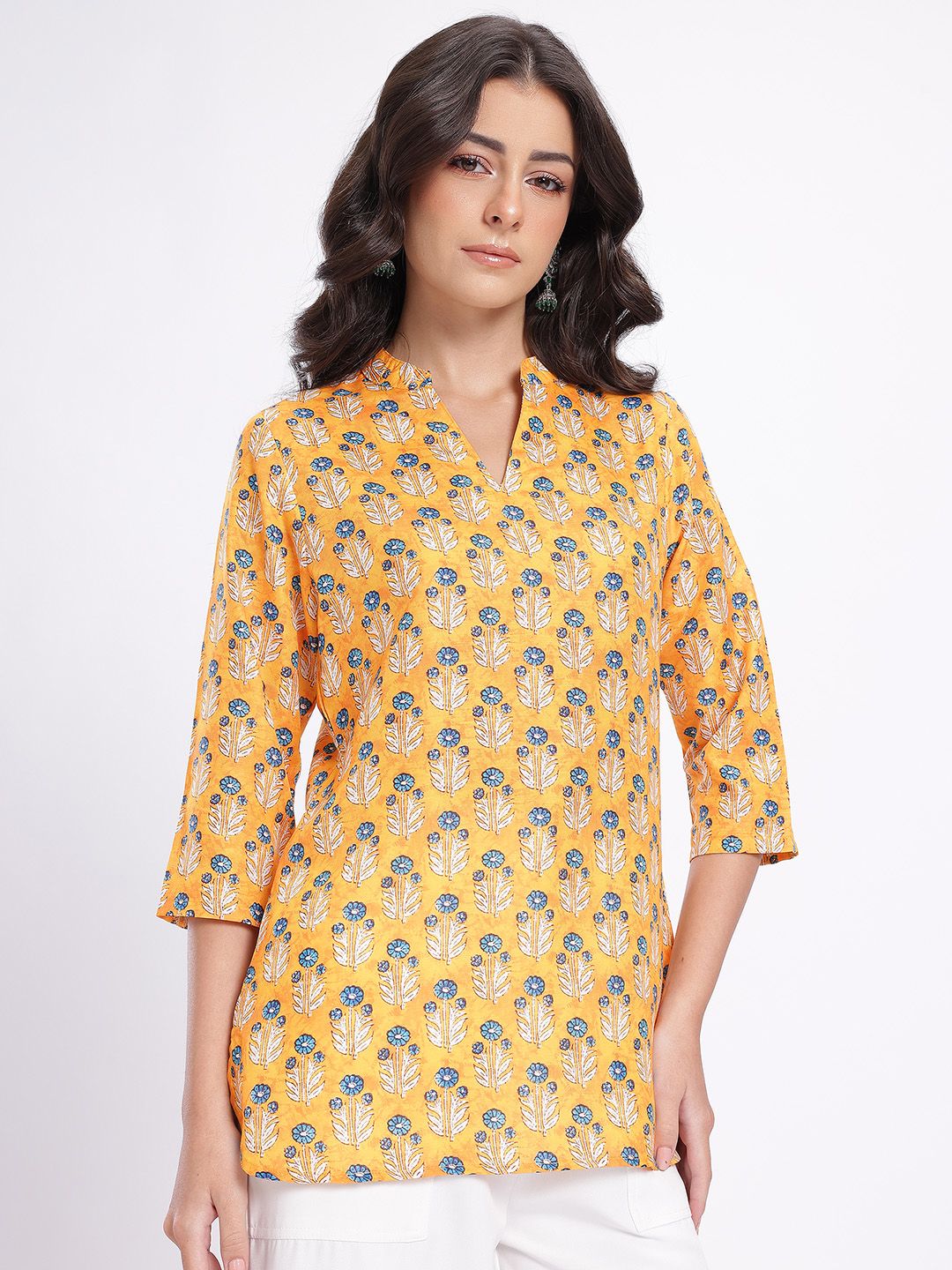 Anouk Rustic Floral Print Curved Hem Kurti-picture-36