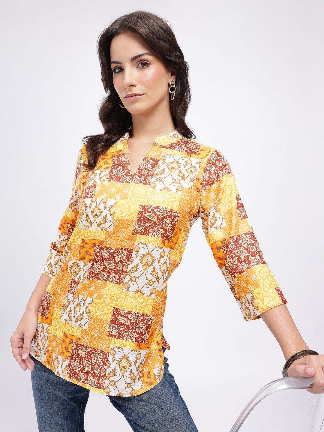 Anouk Rustic Ethnic Motifs Printed Mandarin Collar Straight Kurti-picture-57