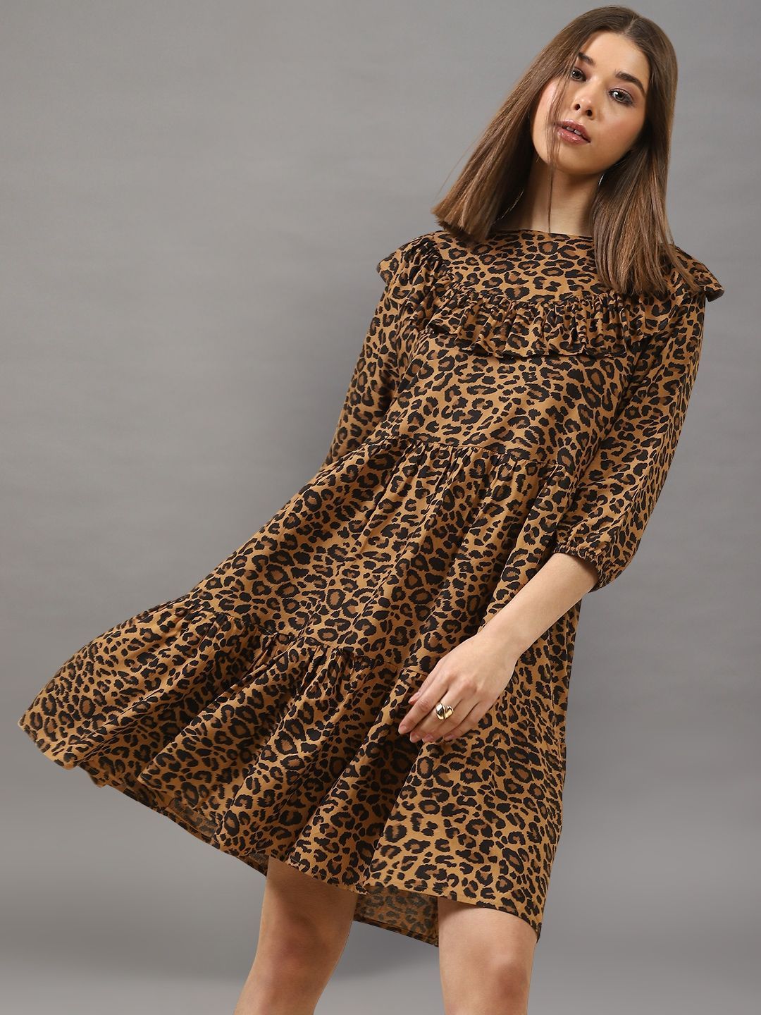 Sera Women Animal Printed Tiered Ruffled A-Line Dress-picture-20