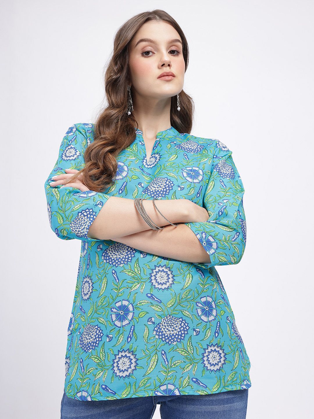 Anouk Rustic Floral Printed Mandarin Collar Straight Kurti-picture-20