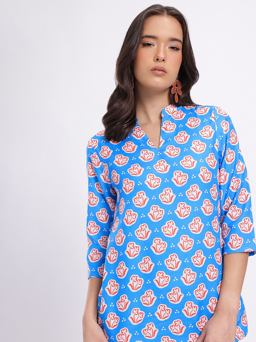 Anouk Rustic Floral Printed Mandarin Collar Straight Kurti-picture-50