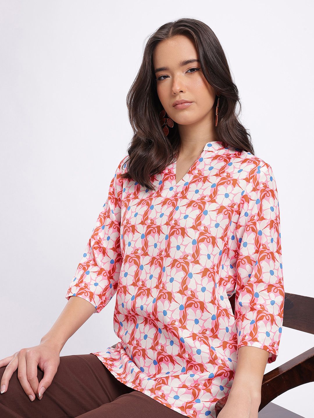 Anouk Rustic Floral Printed Mandarin Collar Straight Kurti-picture-22