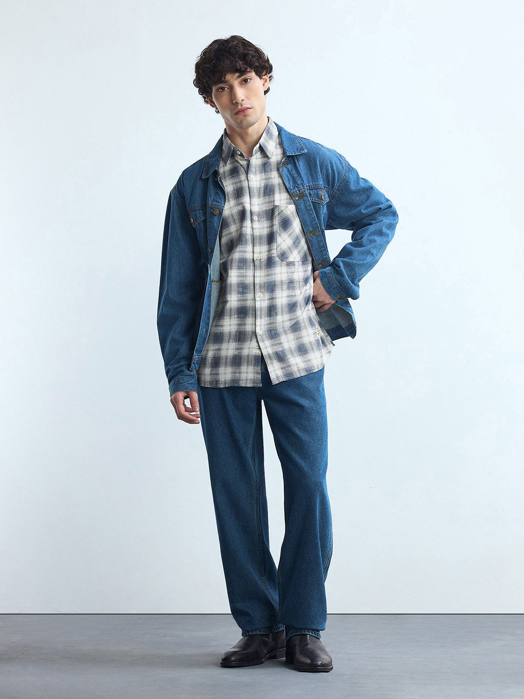 Flying Machine Men Relaxed Fit Tartan Checked Spread Collar Pure Cotton Casual Shirt-picture-26