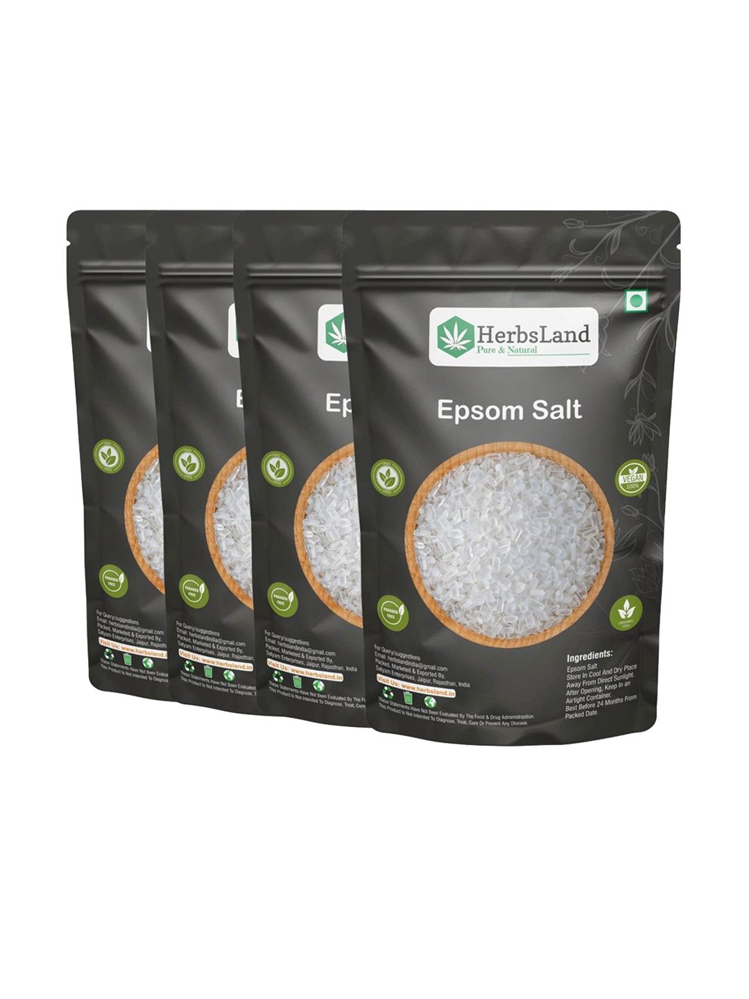 HerbsLand Set Of 4 Epsom Salt for Foot Pain & Swelling - 400 g Each-image-18