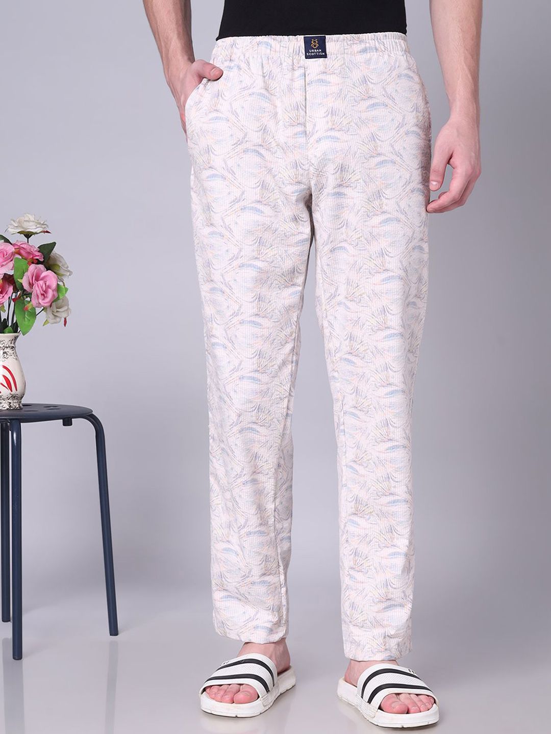 URBAN SCOTTISH Men Printed Pure Cotton Straight Lounge Pants-picture-30
